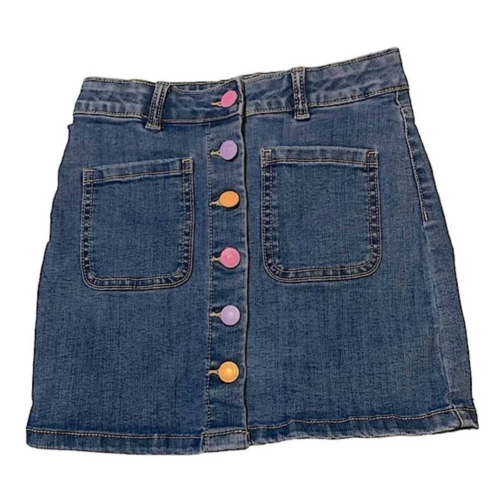THERE ABOUTS Midi Skirt Girls Size 8 Front Pockets 6 Pastel Front Button Closure